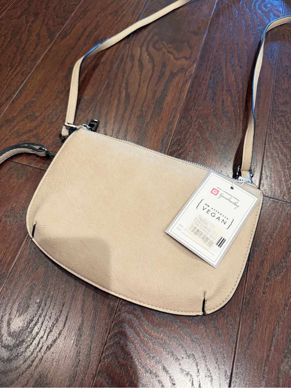 Jen& Co Vegan Beige Crossbody and Wrist Bag - Casual Everyday Shoulder Bag
